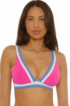 Becca D-Bra|Bralette>COAST LINE PLUNGE TOP |ROSE BERRY|BLACK/TAN