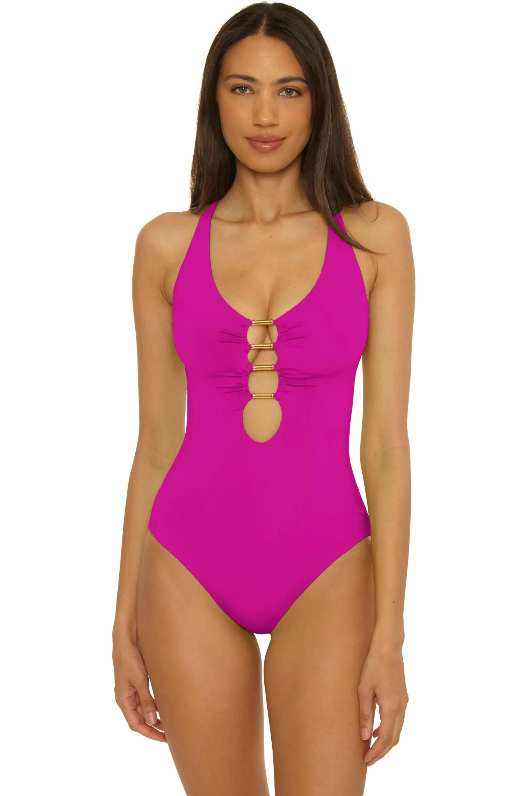 Becca Plunge Neck>COLOR CODE 1PC CUTOUT |MEADOW|HIBISCUS
