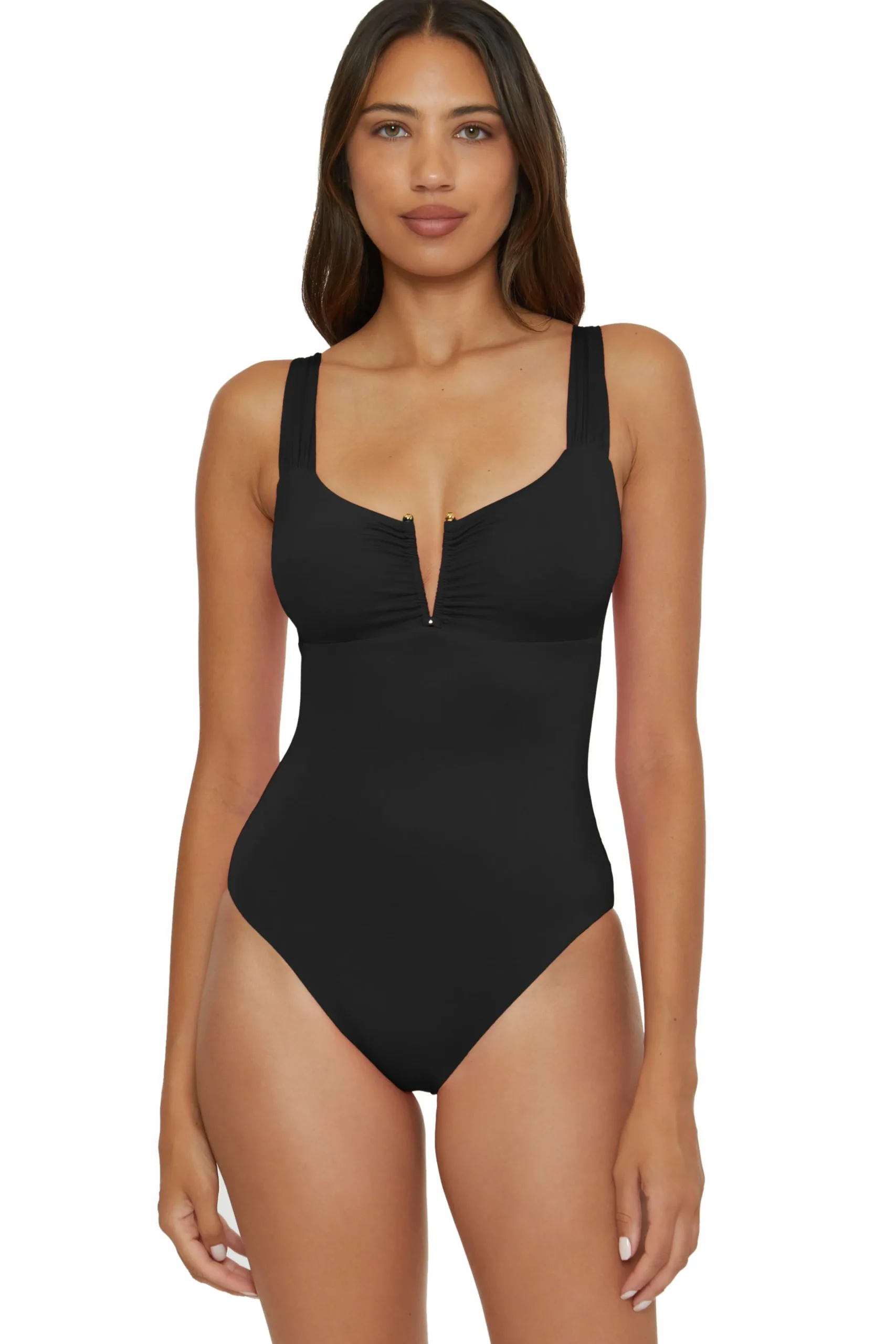 Becca Plunge Neck>COLOR CODE 1PC V-WIRE |AZALEA|BLACK