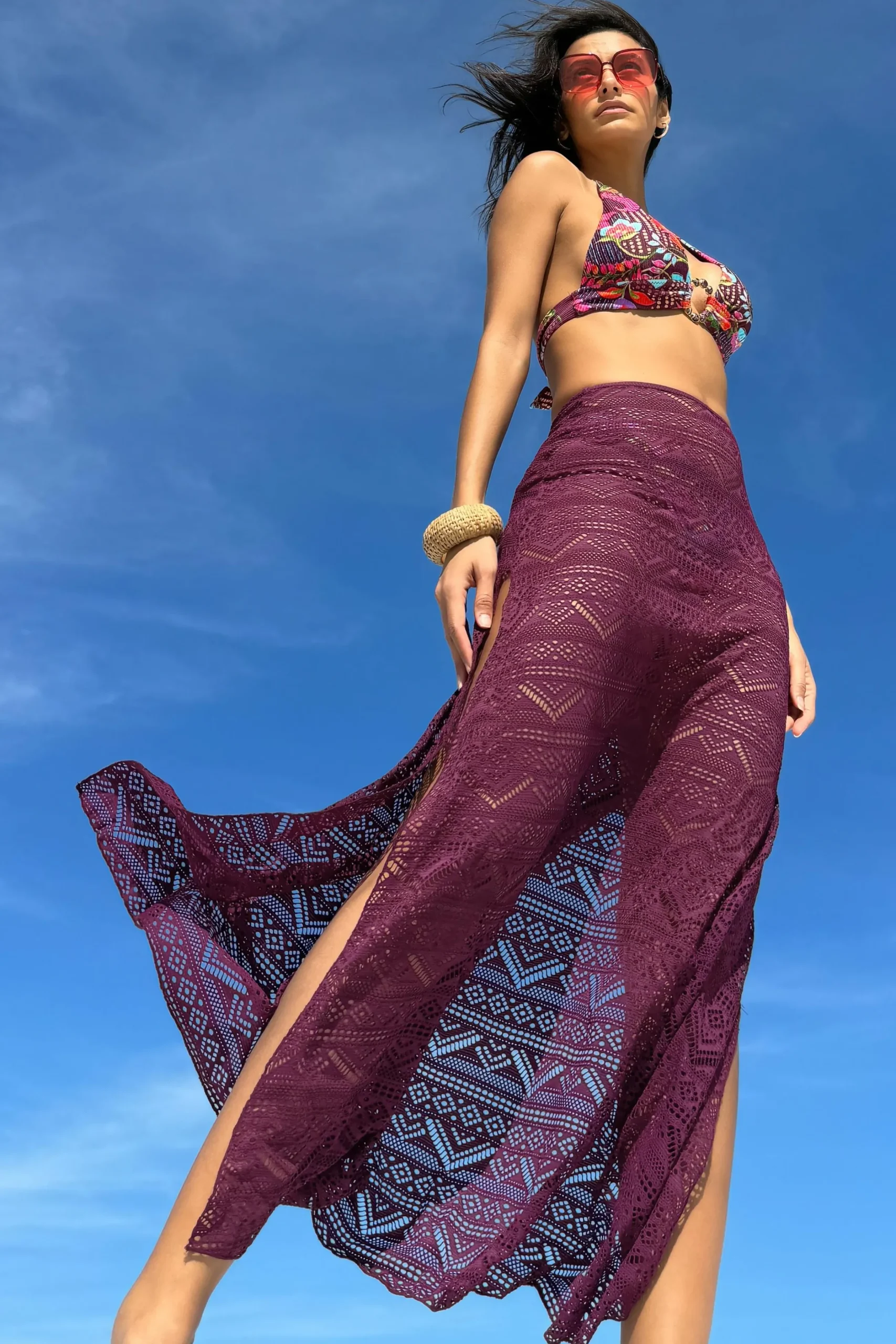 Becca Skirts>COLOR PLAY MAXI SKIRT |AUBERGINE|BLACK|WHITE