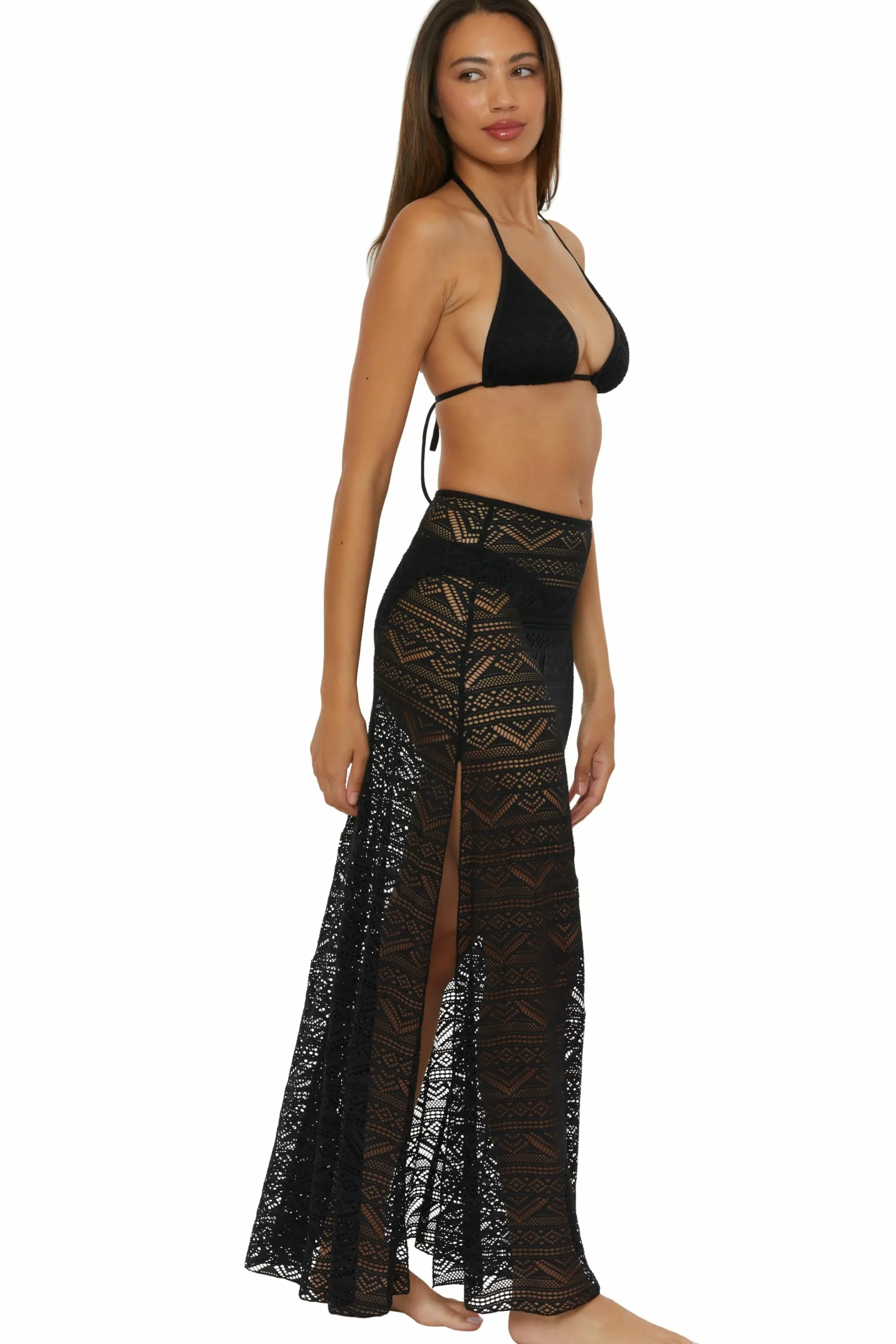 Becca Skirts>COLOR PLAY MAXI SKIRT |AUBERGINE|BLACK|WHITE