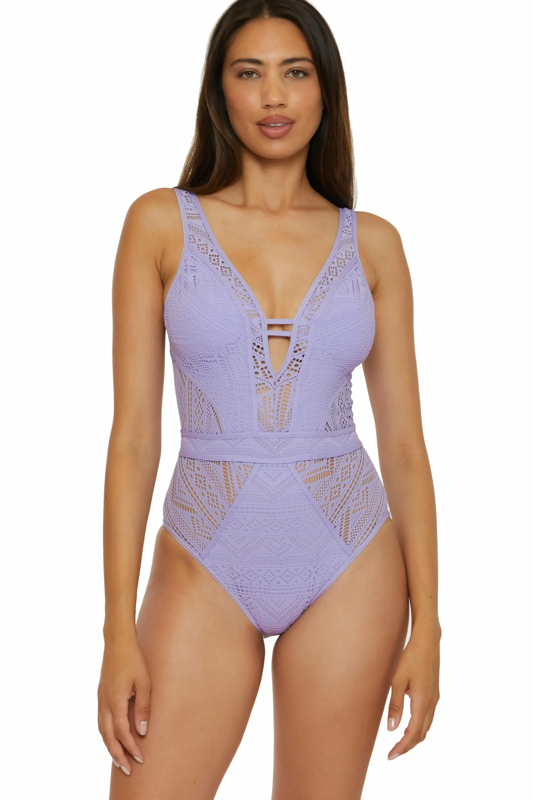 Becca Plunge Neck>COLOR PLAY 1PC PLUNGE |EMERALD|WHITE/TAN|BELLFLOWER|AUBERGINE|LAGOON