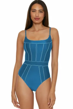 Becca Scoop / Square Neck 1Pc>COLOR SHEEN ONE PIECE |LAGOON|AUBERGINE
