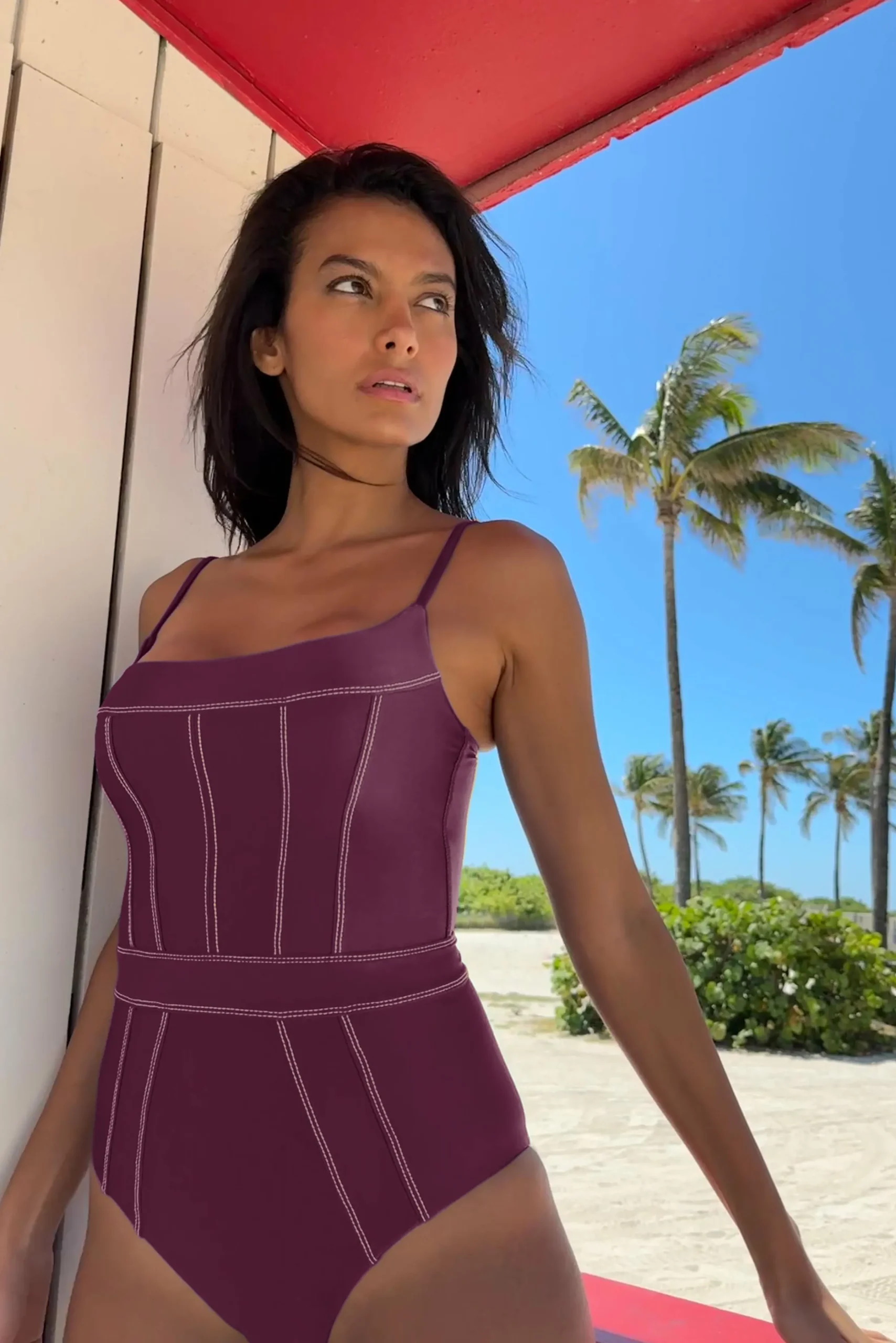 Becca Scoop / Square Neck 1Pc>COLOR SHEEN ONE PIECE |LAGOON|AUBERGINE