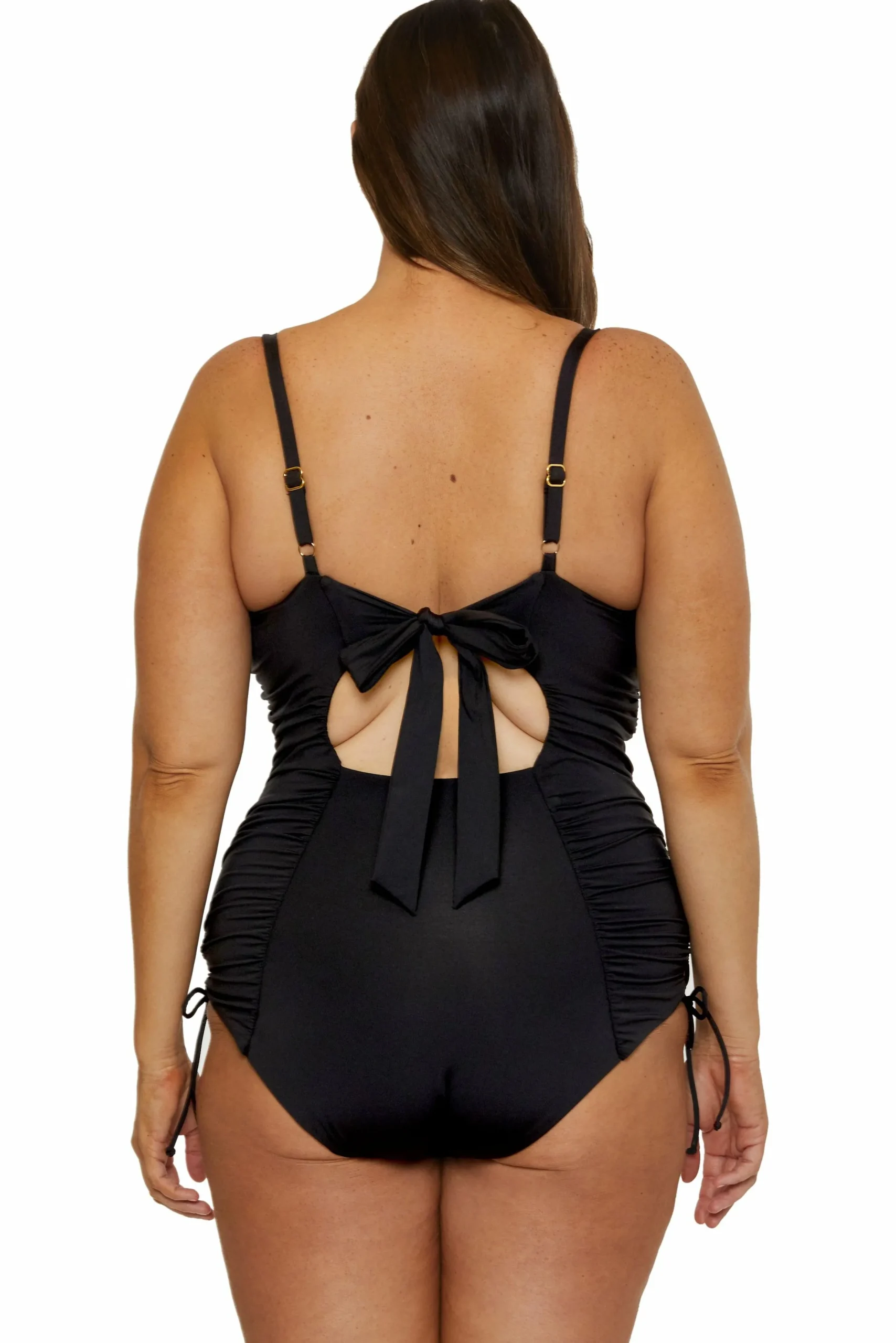 Becca Scoop / Square Neck 1Pc>COLORCODE 1PC SHIRRED |BLACK|EMERALD