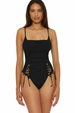 Becca Scoop / Square Neck 1Pc>COLORCODE SHIRRED 1PC |BLACK