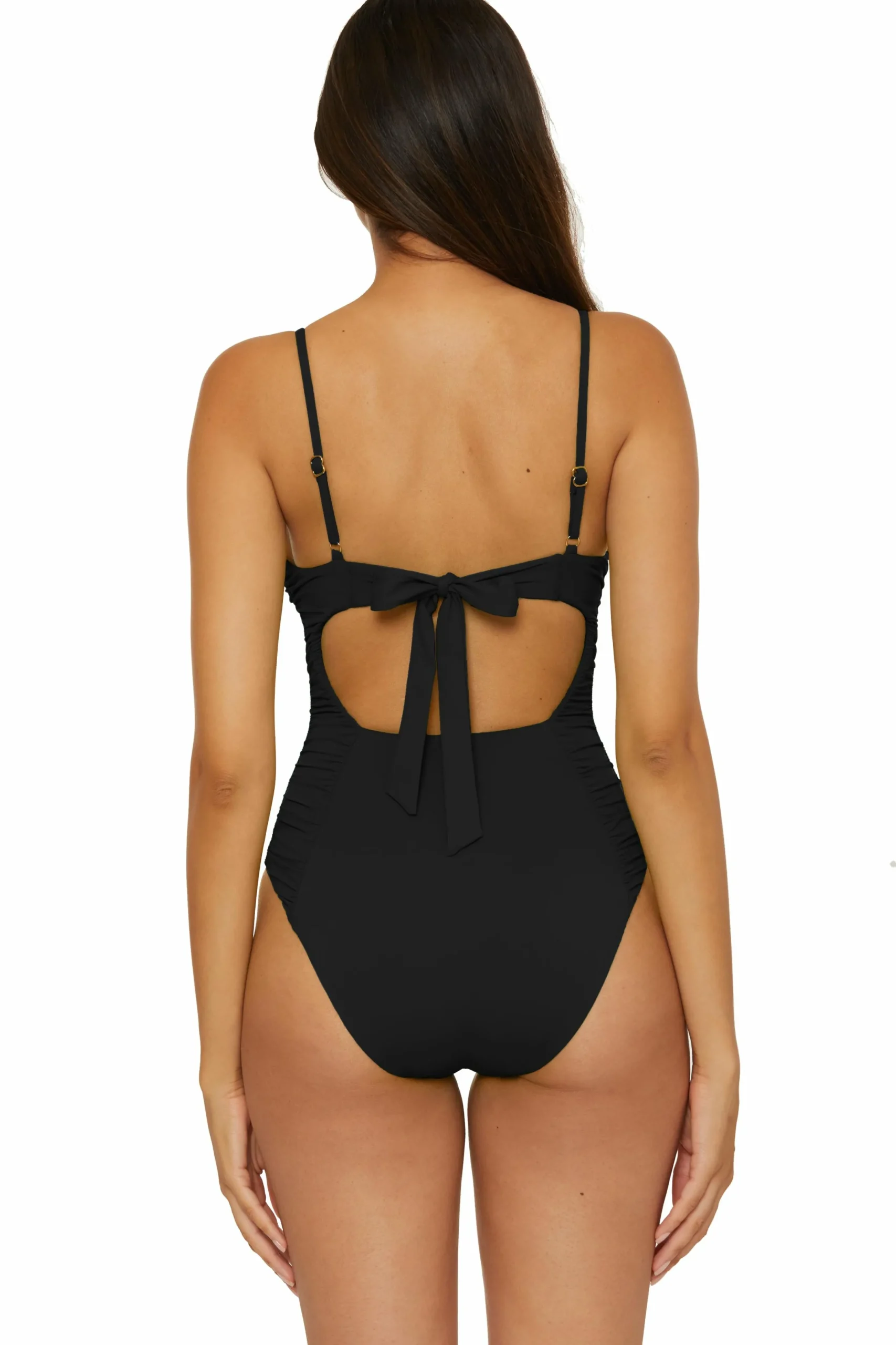 Becca Scoop / Square Neck 1Pc>COLORCODE SHIRRED 1PC |BLACK