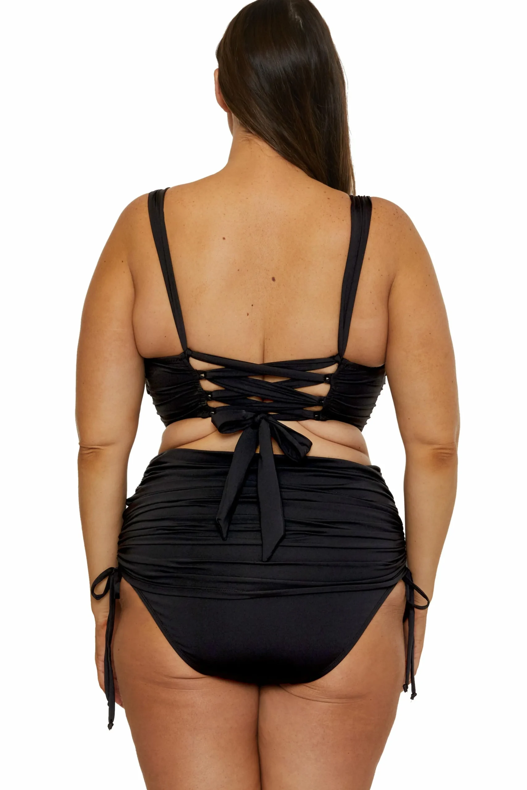 Becca Halter>COLORCODE SHIRRED TOP |BLACK|EMERALD