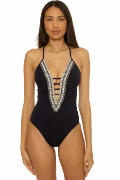 Becca Plunge Neck>FIESTA PLUNGE 1PC |BLACK