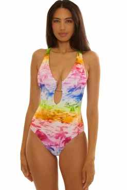 Becca Plunge Neck>FIJI ONE PIECE PLUNGE |MULTI