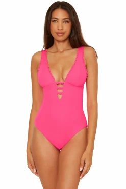 Becca Plunge Neck>FRILLS 1PC PLUNGE |PUNCH