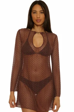 Becca Tunics>GOLDEN CROCHET TUNIC |MOCHA