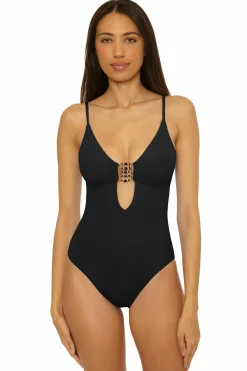 Becca Plunge Neck>MODERN EDGE ONE PIECE |BLACK|COASTAL