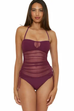 Becca Tankini>MUSE BANDEAU TANKINI |AUBERGINE|BLACK
