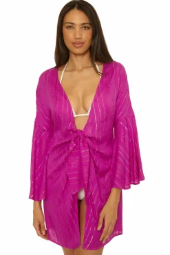 Becca Front-Tie Covers|Tunics>RADIANCE V-NECK TUNIC |HIBISCUS|MEADOW